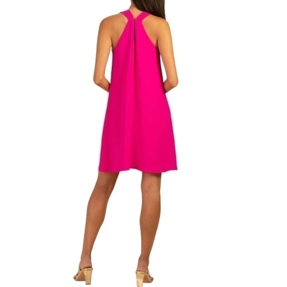 Trina Turk NWT Small Verge Mini Dress Women's Sleeveless Tie Neck Fuschia Pink - Picture 2 of 14